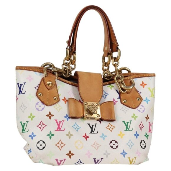 LOUIS VUITTON Monogram Multicolor Annie MM Tote Bag White M40307 LV Auth BD2040 - Picture 1 of 16